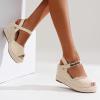 imageVepose Womens 880 Wedge Sandals Peep Toe 33quot Inch High Heel Platform Espadrilles Sandals with Ankle BuckleHigh Wedge880natural