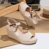 imageVepose Womens 880 Wedge Sandals Peep Toe 33quot Inch High Heel Platform Espadrilles Sandals with Ankle BuckleHigh Wedge880natural