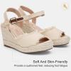 imageVepose Womens 880 Wedge Sandals Peep Toe 33quot Inch High Heel Platform Espadrilles Sandals with Ankle BuckleHigh Wedge880natural
