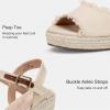 imageVepose Womens 880 Wedge Sandals Peep Toe 33quot Inch High Heel Platform Espadrilles Sandals with Ankle BuckleHigh Wedge880natural