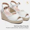 imageVepose Womens 880 Wedge Sandals Peep Toe 33quot Inch High Heel Platform Espadrilles Sandals with Ankle BuckleHigh Wedge880white