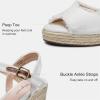 imageVepose Womens 880 Wedge Sandals Peep Toe 33quot Inch High Heel Platform Espadrilles Sandals with Ankle BuckleHigh Wedge880white