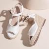 imageVepose Womens 880 Wedge Sandals Peep Toe 33quot Inch High Heel Platform Espadrilles Sandals with Ankle BuckleHigh Wedge880white