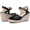 imageVepose Womens 880 Wedge Sandals Peep Toe 33quot Inch High Heel Platform Espadrilles Sandals with Ankle BucklePeep Toe880black Pu