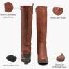 imageVepose Womens 9652 Knee High Boots Wedge Calf Boot with Side ZipperWedge Knee Boots9652brown