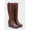 imageVepose Womens 9652 Knee High Boots Wedge Calf Boot with Side ZipperWedge Knee Boots9652cognac