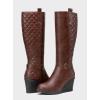 imageVepose Womens 9652 Knee High Boots Wedge Calf Boot with Side ZipperWedge Knee Boots9652cognac
