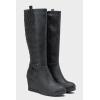 imageVepose Womens 9652 Knee High Boots Wedge Calf Boot with Side ZipperWedge Knee Boots9652grey