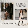 imageVepose Womens 9652 Knee High Boots Wedge Calf Boot with Side ZipperWedge Knee Boots9652grey