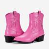 imageVepose Womens 9816 Cowboy Boots Ankle Western Short Cowgirl Embroidered Round Toe Low Heel Booties with Side ZipperWestern Cowboy Boots9815pink