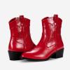imageVepose Womens 9816 Cowboy Boots Ankle Western Short Cowgirl Embroidered Round Toe Low Heel Booties with Side ZipperWestern Cowboy Boots9815red