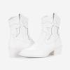 imageVepose Womens 9816 Cowboy Boots Ankle Western Short Cowgirl Embroidered Round Toe Low Heel Booties with Side ZipperWestern Cowboy Boots9815white