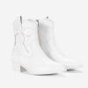 imageVepose Womens 9816 Cowboy Boots Ankle Western Short Cowgirl Embroidered Round Toe Low Heel Booties with Side ZipperWestern Cowboy Boots9815white