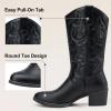 imageVepose Womens Cowboy Boots Western Cowgirl Round Toe Mid Calf Boots for WomenVintage Cowboy9801black