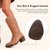 imageVepose Womens Cowboy Boots Western Cowgirl Round Toe Mid Calf Boots for WomenVintage Cowboy9801brown