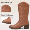 imageVepose Womens Cowboy Boots Western Cowgirl Round Toe Mid Calf Boots for WomenVintage Cowboy9801brown