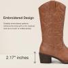 imageVepose Womens Cowboy Boots Western Cowgirl Round Toe Mid Calf Boots for WomenVintage Cowboy9801brown