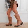 imageVepose Womens Cowboy Boots Western Cowgirl Round Toe Mid Calf Boots for WomenVintage Cowboy9801brown