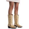 imageVepose Womens Cowboy Boots Western Cowgirl Round Toe Mid Calf Boots for WomenVintage Cowboy9801gold
