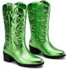 imageVepose Womens Cowboy Boots Western Cowgirl Round Toe Mid Calf Boots for WomenVintage Cowboy9801green