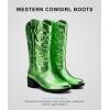 imageVepose Womens Cowboy Boots Western Cowgirl Round Toe Mid Calf Boots for WomenVintage Cowboy9801green