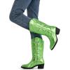 imageVepose Womens Cowboy Boots Western Cowgirl Round Toe Mid Calf Boots for WomenVintage Cowboy9801green