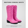 imageVepose Womens Cowboy Boots Western Cowgirl Round Toe Mid Calf Boots for WomenVintage Cowboy9801pink