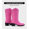 imageVepose Womens Cowboy Boots Western Cowgirl Round Toe Mid Calf Boots for WomenVintage Cowboy9801pink