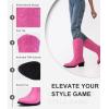 imageVepose Womens Cowboy Boots Western Cowgirl Round Toe Mid Calf Boots for WomenVintage Cowboy9801pink