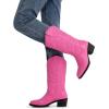 imageVepose Womens Cowboy Boots Western Cowgirl Round Toe Mid Calf Boots for WomenVintage Cowboy9801pink