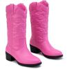 imageVepose Womens Cowboy Boots Western Cowgirl Round Toe Mid Calf Boots for WomenVintage Cowboy9801pink