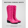 imageVepose Womens Cowboy Boots Western Cowgirl Round Toe Mid Calf Boots for WomenVintage Cowboy9801rose Pink