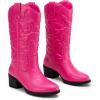 imageVepose Womens Cowboy Boots Western Cowgirl Round Toe Mid Calf Boots for WomenVintage Cowboy9801rose Pink