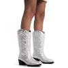 imageVepose Womens Cowboy Boots Western Cowgirl Round Toe Mid Calf Boots for WomenVintage Cowboy9801silver