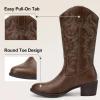 imageVepose Womens Cowboy Boots Western Cowgirl Round Toe Mid Calf Boots for WomenVintage Cowboy9801whisky
