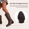 imageVepose Womens Cowboy Boots Western Cowgirl Round Toe Mid Calf Boots for WomenVintage Cowboy9801whisky