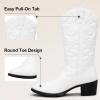 imageVepose Womens Cowboy Boots Western Cowgirl Round Toe Mid Calf Boots for WomenVintage Cowboy9801white