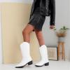 imageVepose Womens Cowboy Boots Western Cowgirl Round Toe Mid Calf Boots for WomenVintage Cowboy9801white