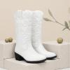 imageVepose Womens Cowboy Boots Western Cowgirl Round Toe Mid Calf Boots for WomenVintage Cowboy9801white