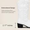 imageVepose Womens Cowboy Boots Western Cowgirl Round Toe Mid Calf Boots for WomenVintage Cowboy9801white