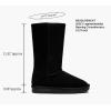 imageVepose Womens Winter Snow Boots Warm Fur Mid Calf Tall Suede Fuzzy Slip on ShoesTall 988 Black