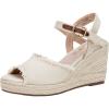 imageVepose Womens 880 Wedge Sandals Peep Toe 33quot Inch High Heel Platform Espadrilles Sandals with Ankle BuckleHigh Wedge880beige