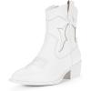 imageVepose Womens 9816 Cowboy Boots Ankle Western Short Cowgirl Embroidered Round Toe Low Heel Booties with Side ZipperWestern Cowboy Boots9815white