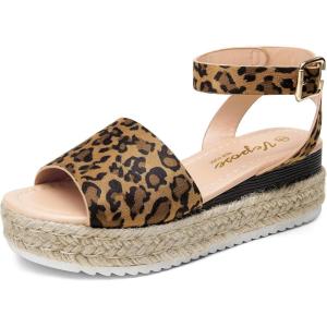 imageVepose Womens 400A Platform Wedge Sandals Summer Espadrilles Sandals with Ankle StrapSummer Sandal400aleopard