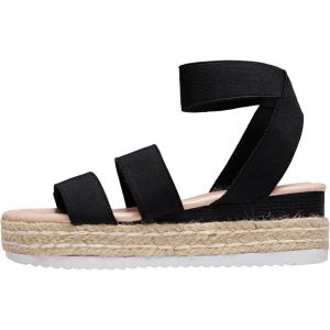 imageVepose Womens 876 Cute Platform Wedge Sandals Open Toe Espadrilles Sandals with Double Elastic StrapCute Espadrilles876black