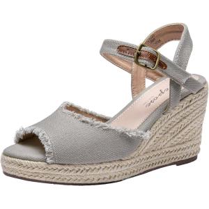imageVepose Womens 880 Wedge Sandals Peep Toe 33quot Inch High Heel Platform Espadrilles Sandals with Ankle BuckleHigh Wedge880grey
