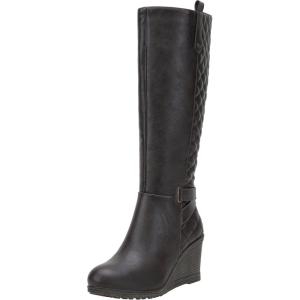 imageVepose Womens 9652 Knee High Boots Wedge Calf Boot with Side ZipperWedge Knee Boots9652coffee
