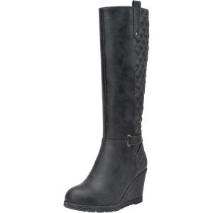 imageVepose Womens 9652 Knee High Boots Wedge Calf Boot with Side ZipperWedge Knee Boots9652grey
