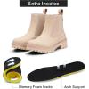 imageVepose Womens Chelsea Ankle Boots Lug Sole Fashion Elastic Short Pull on 9608 BootiesBeigechelsea 9608