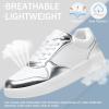 imageVepose Womens Fashion Sneakers Lace up Casual Sneakers with Arch Support 8001  Tennis Walking Dress Shoes for LadyLaces Sneaker8001white Silver